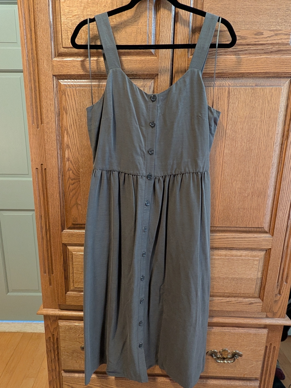 Nicole Miller Olive Green Button-Front Midi Dress